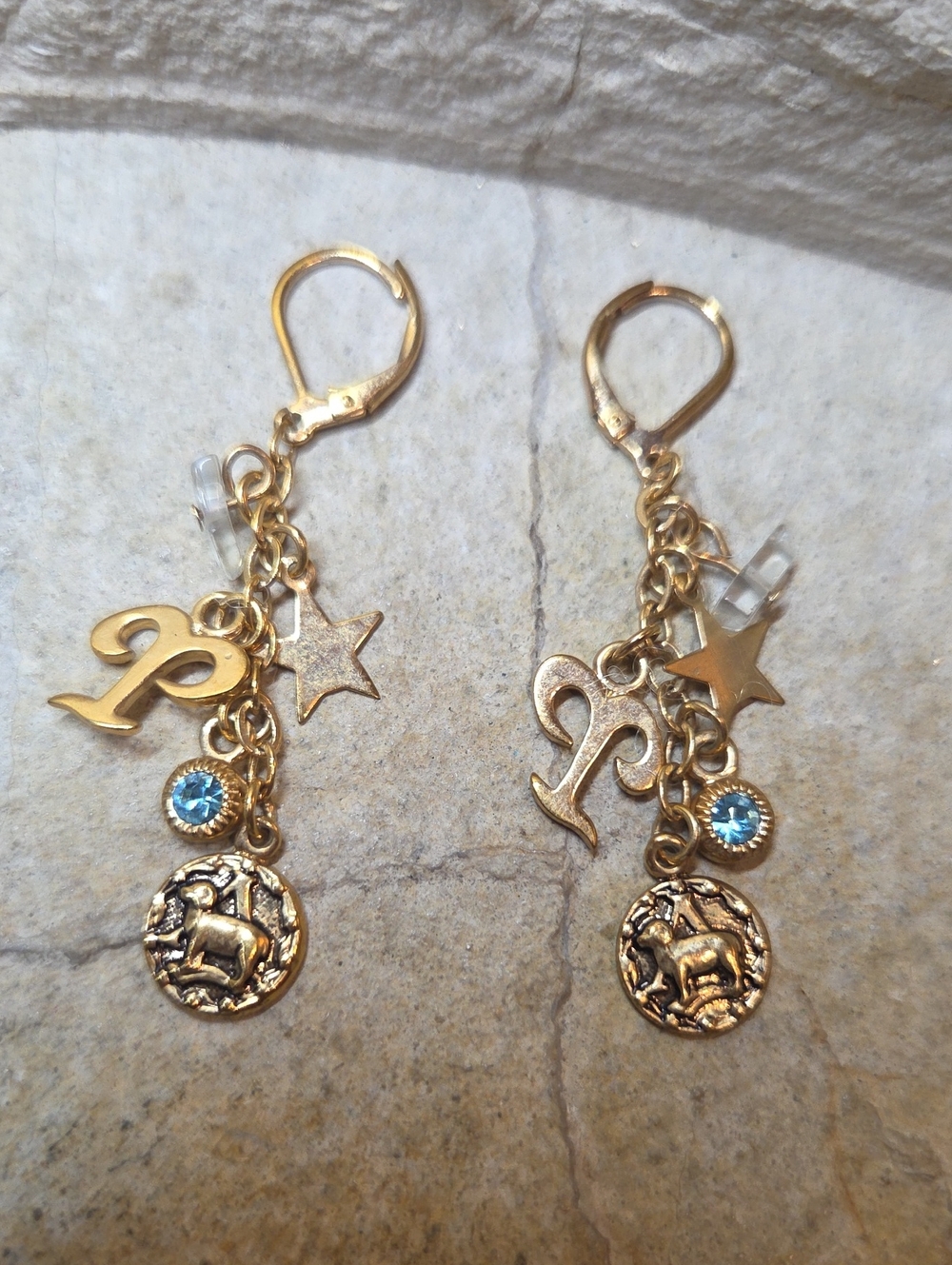 Kirks Folly Zodiac sign aries Capricorn Charm Drop Dangle Earrings - Blue Accent